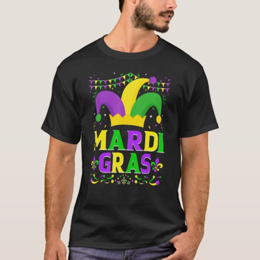 Mardi Gras Hat  Mardi Gras Beads Bling Costume 1 Tシャツ (正面)