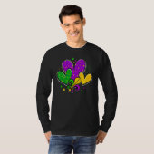 Mardi Gras Hearts Love Mardi Gras Fleur De Lys Fes Tシャツ (正面フル)