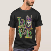 Mardi Gras Husky Word LOVE Masquerade Tシャツ (正面)