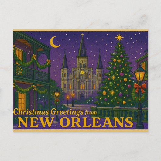 Mardi Gras Inspired New Orleans Christmas Postcard ポストカード (正面)
