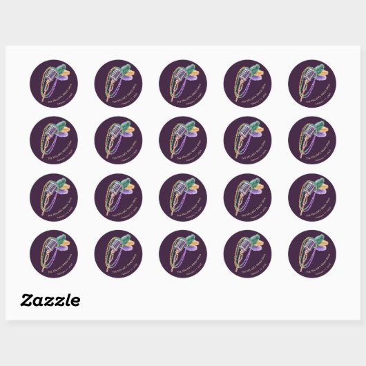Mardi Gras Jazz Microphone Custom Stickers ラウンドシール (シート)