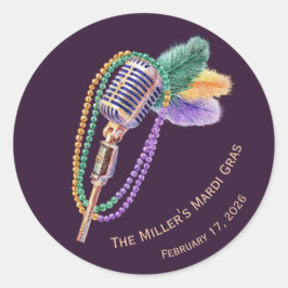 Mardi Gras Jazz Microphone Custom Stickers ラウンドシール