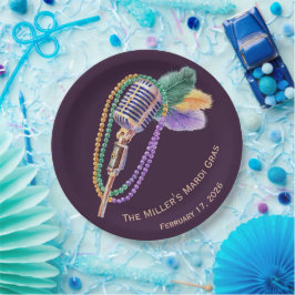 Mardi Gras Jazz Microphone Party Plates ペーパープレート