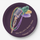 Mardi Gras Jazz Microphone Party Plates ペーパープレート (正面)