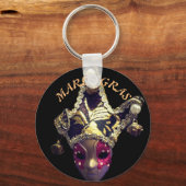 Mardi Gras Jester Mask Colourful キーホルダー (正面)