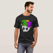 Mardi Gras Jester Skull  New Orleans Carnival Para Tシャツ (正面フル)
