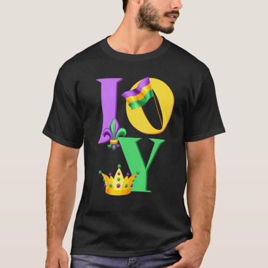 Mardi Gras JOY, Mardi Gras JOY LOVE MUSIC, おもしろい M Tシャツ (正面)