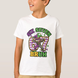 Mardi Gras Kids Dabbing Jester Six Seven Bruh Tシャツ