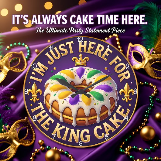 Mardi Gras King Cake Celebration ラージ壁時計