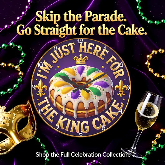 Mardi Gras King Cake Celebration ラージ壁時計