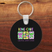 Mardi Gras King Cake Coquette Bow Girl Women Carni キーホルダー (正面)