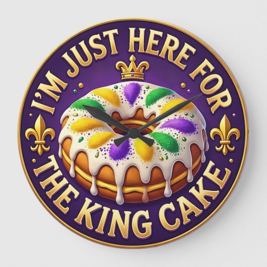Mardi Gras King Cake Party ラージ壁時計 (正面)