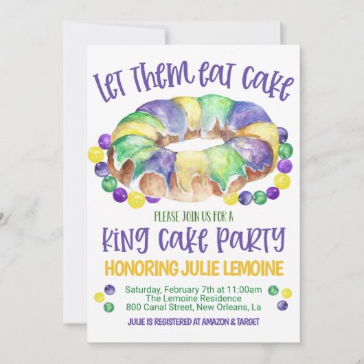 Mardi Gras King Cake Party Invitation 招待状 (正面)