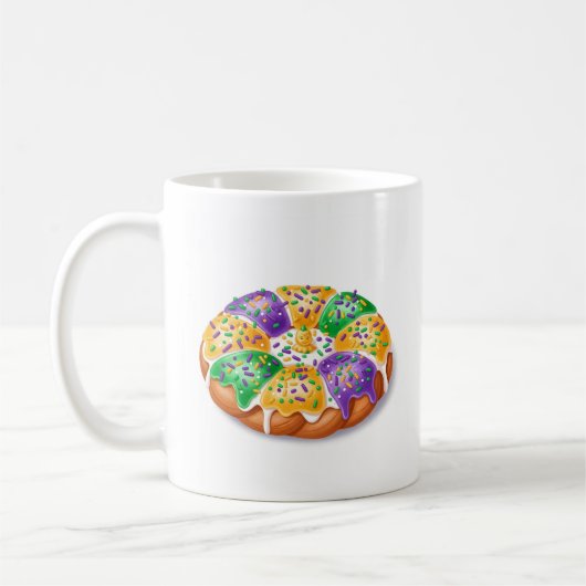 Mardi Gras King Cake with Plastic Baby Holiday Mug コーヒーマグカップ (左)