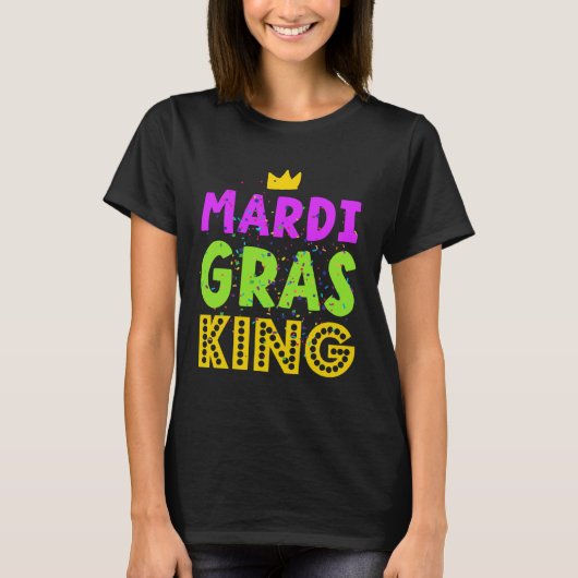 Mardi Gras King Crown Festive Parade Carnival Tシャツ (正面)