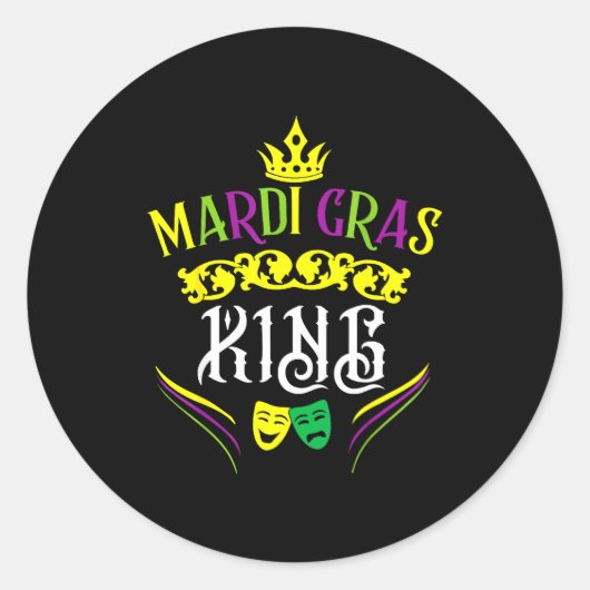 Mardi Gras King Funny New Orleans Party Parade ラウンドシール (正面)