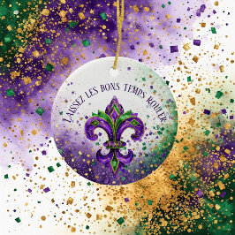 Mardi Gras Laissez Les Bons Temps Rouler Fleur セラミックオーナメント