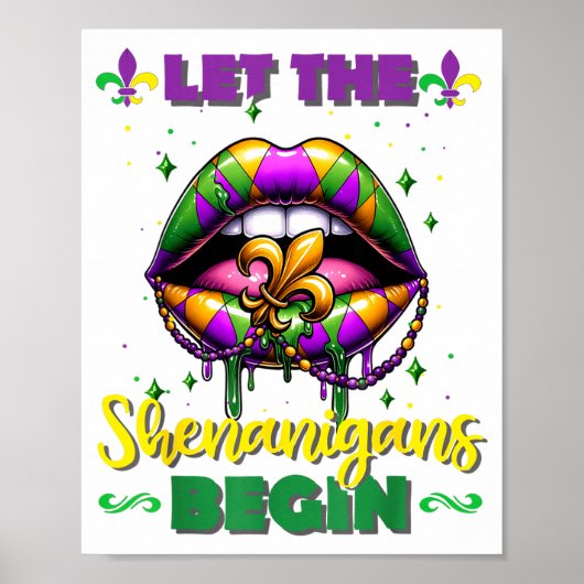 Mardi Gras Let The Shenanigans Begin Lips Kids Men ポスター (正面)