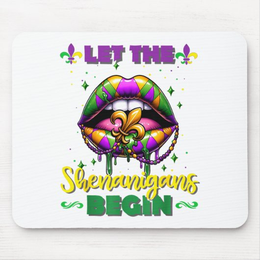 Mardi Gras Let The Shenanigans Begin Lips Kids Men マウスパッド (正面)