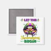 Mardi Gras Let The Shenanigans Begin Lips Kids Men マグネット (正面/裏面)