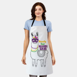 Mardi Gras llamaフェザードマスクビーズの準備 エプロン