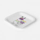 Mardi Gras llamaフェザードマスクビーズの準備 ペーパープレート (傾斜あり)