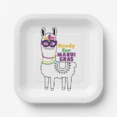 Mardi Gras llamaフェザードマスクビーズの準備 ペーパープレート (正面)