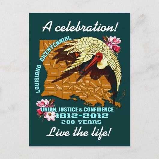 Mardi Gras Louisiana Bicentennialパーティー関連項目 インビテーションポストカード (正面)