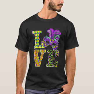 Mardi Gras Love Leopard Costume Shirt Carnaval Par Tシャツ