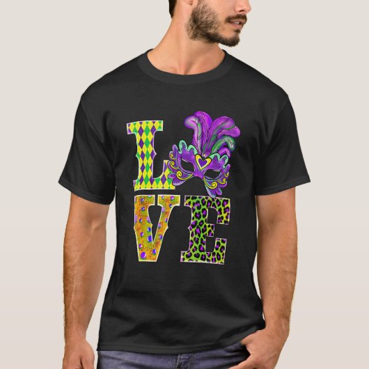 Mardi Gras Love Leopard Costume Shirt Carnaval Par Tシャツ (正面)