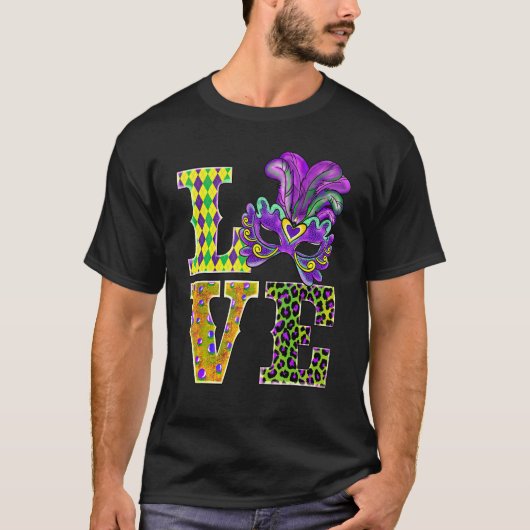 Mardi Gras Love Leopard Costume Shirt Carnaval Par Tシャツ (正面)
