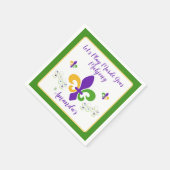 Mardi Gras Mahjong NAME Green Gold Purple Fleur de スタンダードカクテルナプキン (角)