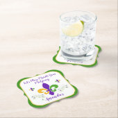 Mardi Gras Mahjong NAME Green Gold Purple Fleur de ペーパーコースター (インサイチュ)