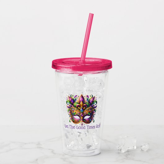 Mardi Gras Mask Acrylic Tumbler & Straw アクリルタンブラー (アイス裏面)