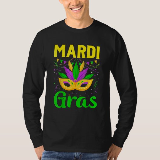Mardi Gras Mask Beads Carnival Costume New Orleans Tシャツ (正面)