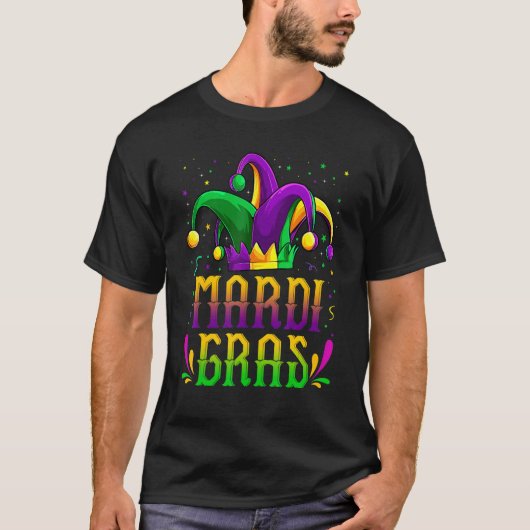 Mardi Gras Mask Beads Funny Carnival Party Festiva Tシャツ (正面)