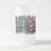 Mardi Gras Mask Frosted Glass Mug フロストグラスビールジョッキ (正面左)