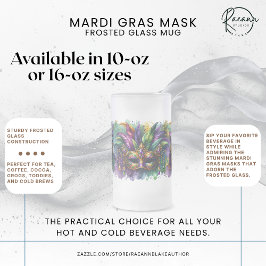 Mardi Gras Mask Frosted Glass Mug フロストグラスビールジョッキ