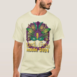 Mardi Gras Mask Tシャツ2024 – モバイル、AL (白) Tシャツ