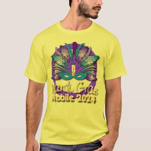 Mardi Gras Mask Tシャツ2024 – モバイル、AL Tシャツ (正面)