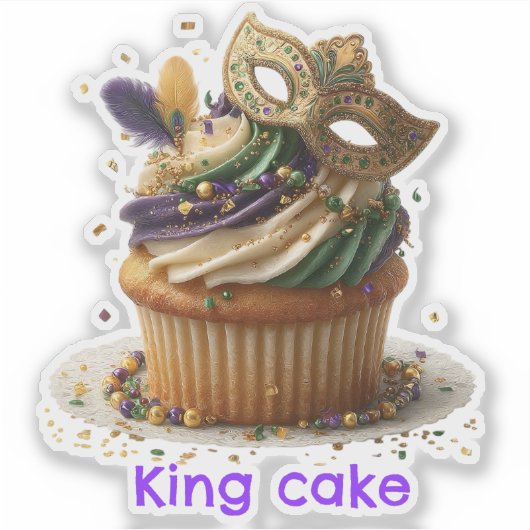 Mardi Gras Masked Cupcake Celebration シール (正面)