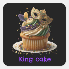 Mardi Gras Masked Cupcake Celebration スクエアシール