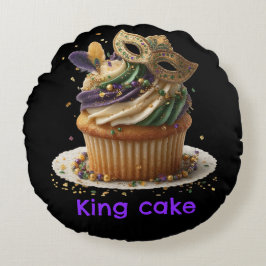 Mardi Gras Masked Cupcake Celebration ラウンドクッション