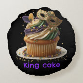 Mardi Gras Masked Cupcake Celebration ラウンドクッション (裏面)