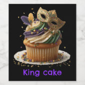 Mardi Gras Masked Cupcake Celebration ワインラベル (シングルラベル)