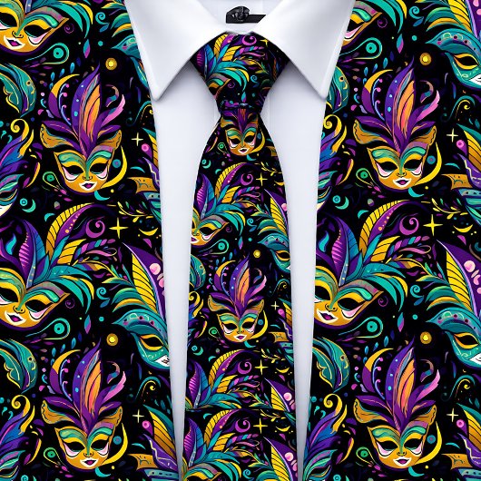 Mardi Gras Masksパターン ネクタイ