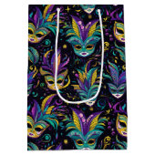 Mardi Gras Masksパターン ミディアムペーパーバッグ (裏面)