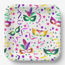 Mardi Gras Masks ペーパープレート