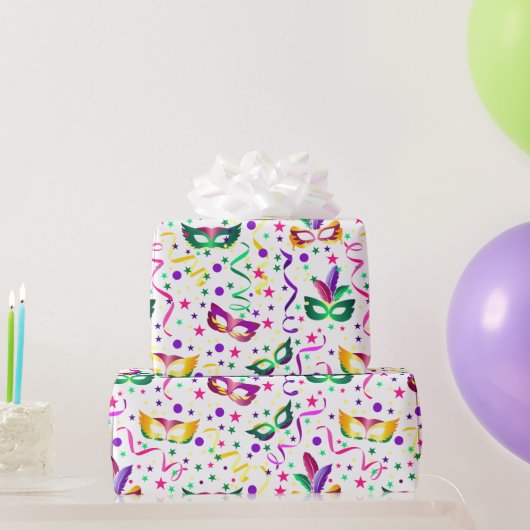 Mardi Gras Masks ラッピングペーパー (パーティーギフト)