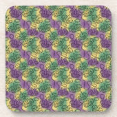Mardi Gras Masks and Beads Doodle Art Style コースター (正面)